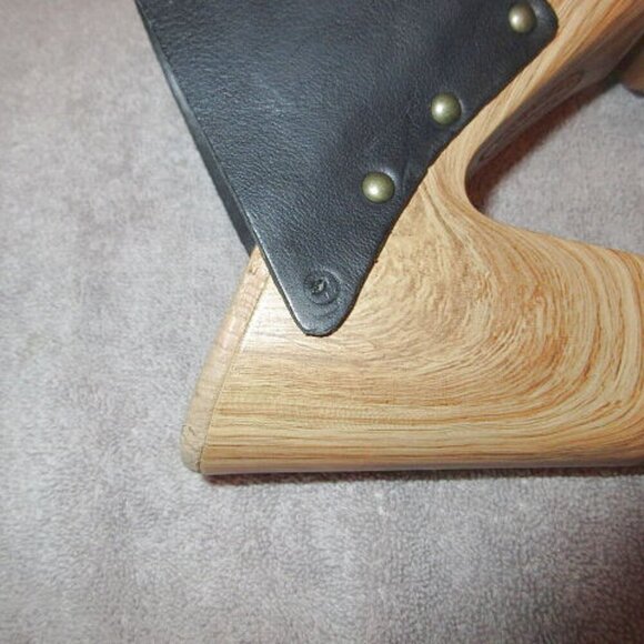 Kork-Ease Darra Sandals Size 9 Black Leather Wood Heel Cork Studs Platform Foam - Picture 5 of 11